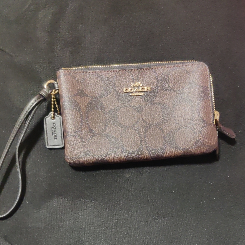 Coach Brown Wristlet Clutch